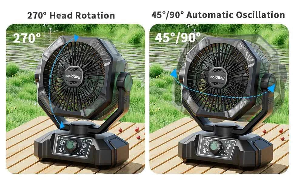Camping Fan with 4 LED Lantern 8 Speeds Regular Time Desk Fan 20000mAh Battery Portable Outdoor Fan for Outdoor Camping Fishing