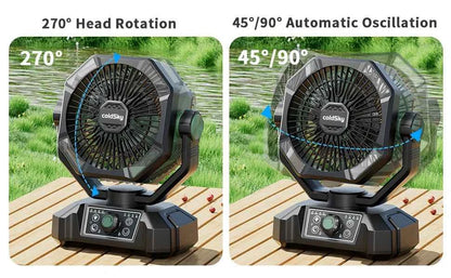 Camping Fan with 4 LED Lantern 8 Speeds Regular Time Desk Fan 20000mAh Battery Portable Outdoor Fan for Outdoor Camping Fishing
