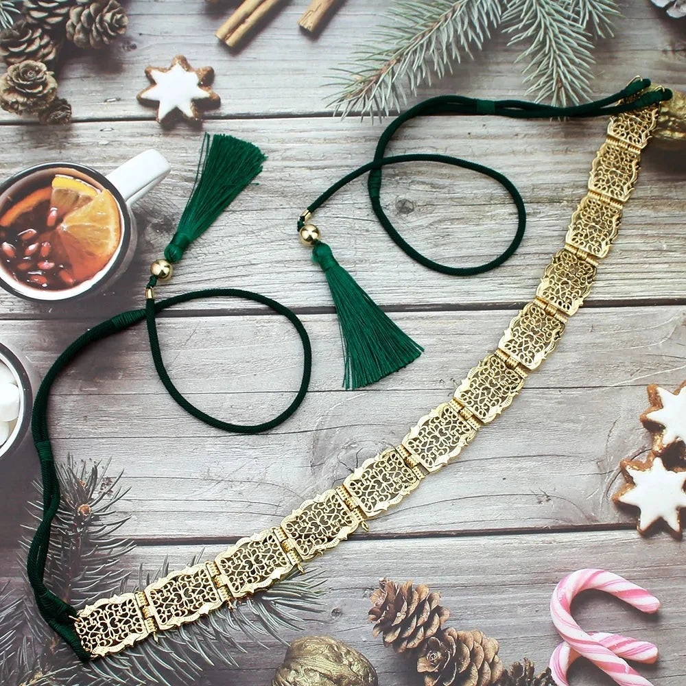 Arabic Style Women Belt Metal Waist Chain Adjustable Length Moroccan Caftan Belt