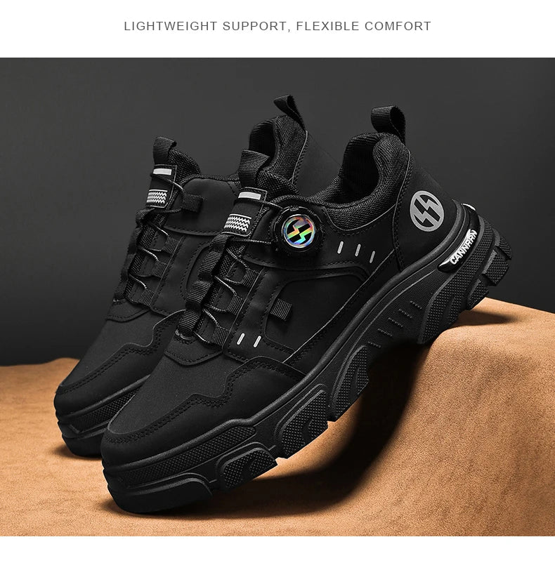 Men's boots autumn and winter new rotating shoelaces fashion casual boots youth outdoor boots anti slip soft sole workwear boots - AMULET RING STORE