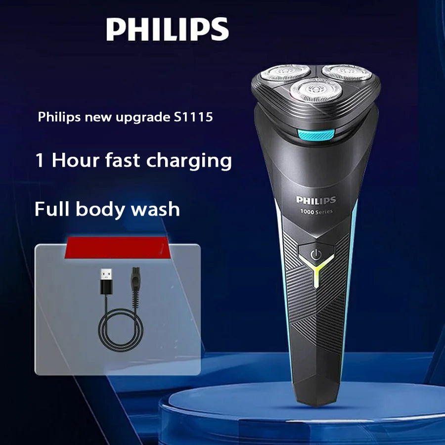 PHILIPS S1113 Electric Shaver USB Charge Stainless Steel PowerCut Blade Razor Triple Floating Head Men Fast Shave Beard Trimmer