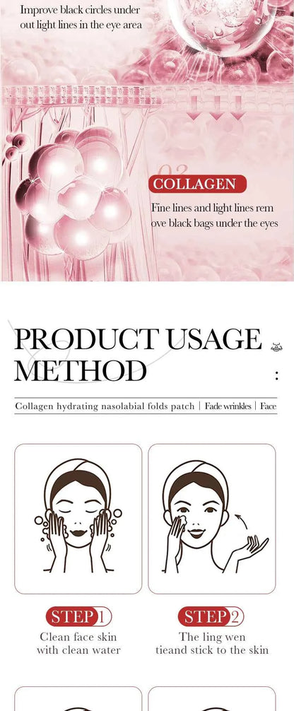 Collagen Firming Laugh Lines Patches Instant Wrinkle Remover Fade Fine Lines Facial Mask Anti-aging Brighten Repair Skin Care