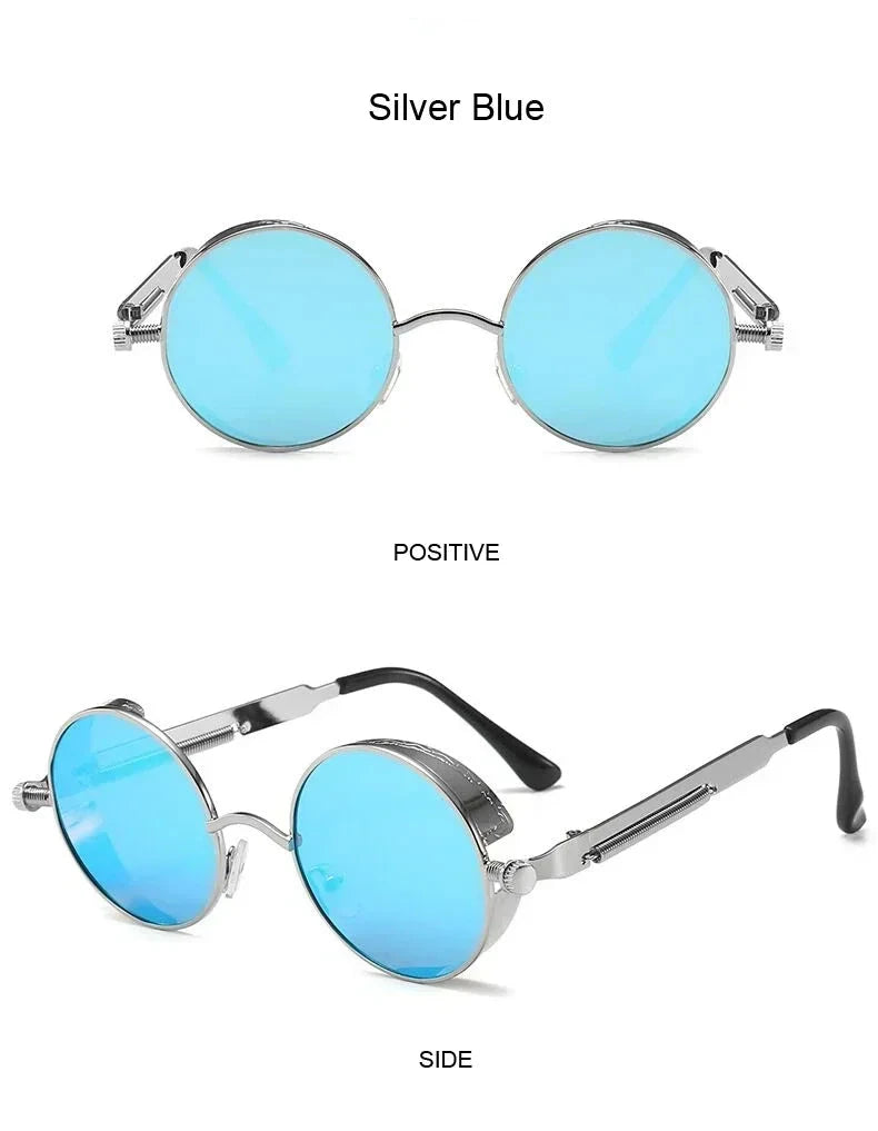 Classic Gothic Steampunk Sunglasses Luxury Brand Designer High Quality Men and Women Retro Round Metal Frame Sunglasses UV400