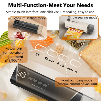Vacuum Sealer Mini Wireless Food Vacuum Sealing Machine USB Rechargeable Automatic Plastic Bags Sealer For Household Use - AMULET RING STORE