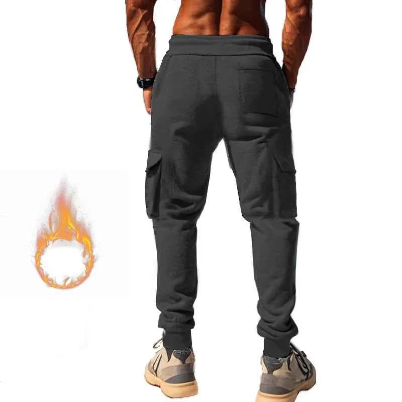 New autumn and winter velvet men's casual overalls multi-pocket pants large size sports casual trousers