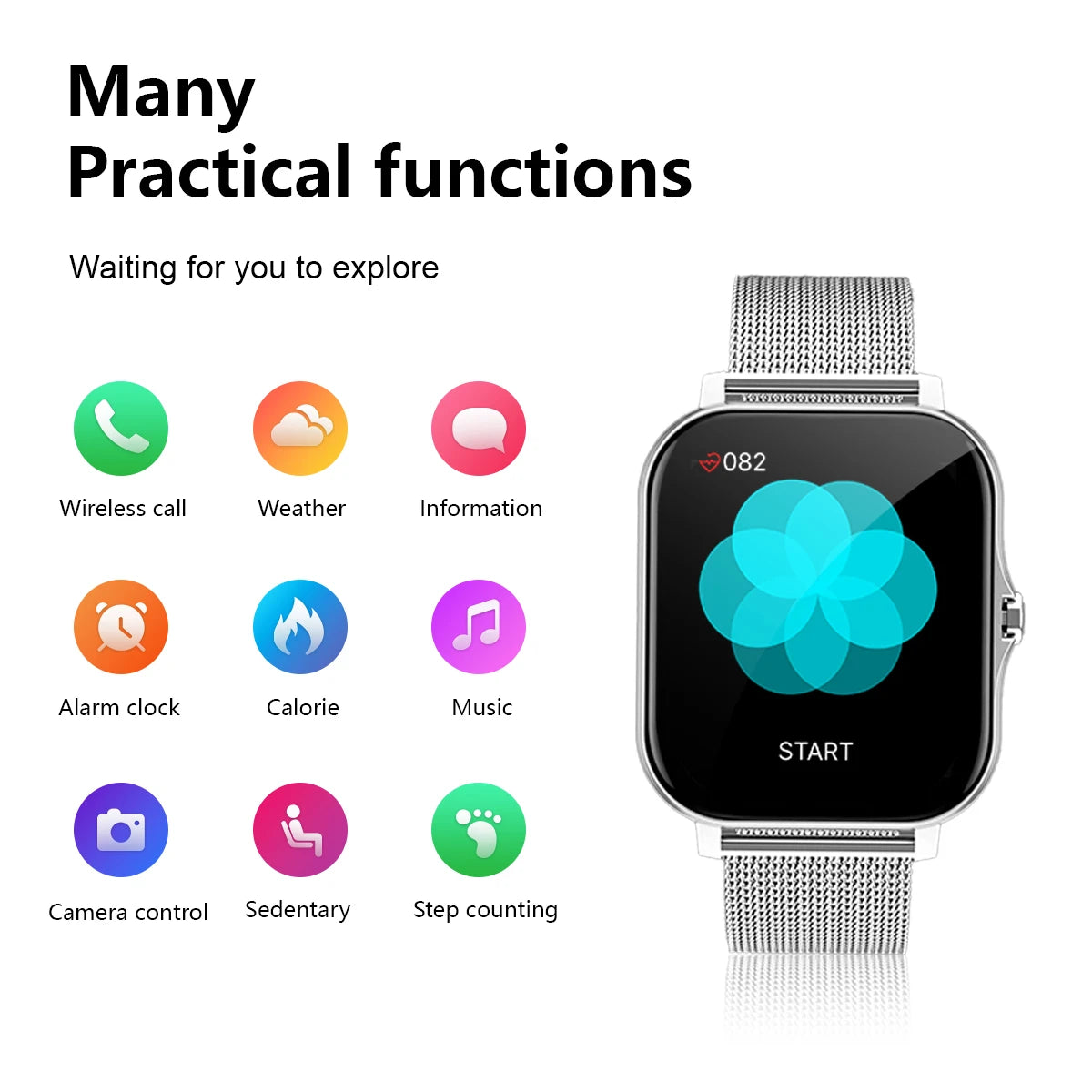 Smart watch wireless calling/dial Sport mode calling reminder and rejection fitness monitoring for iPhone/Andriod - AMULET RING STORE