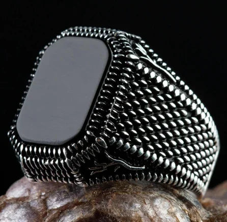 American Green Gem Inlaid Men's Luxury Ring