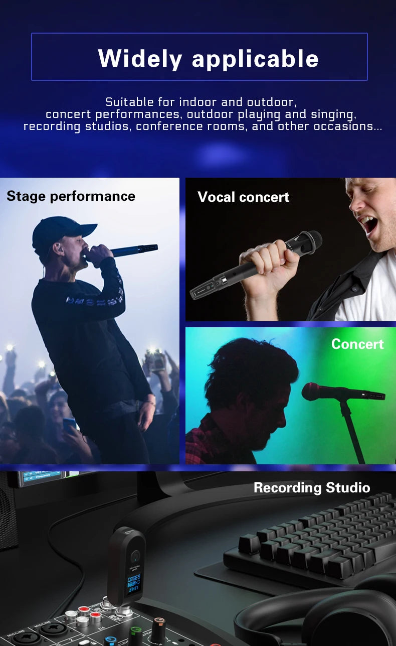 Wireless Microphone Converter XLR or 6.5 Transmitter and Receiver Microphone Wireless System for Dynamic Microphone