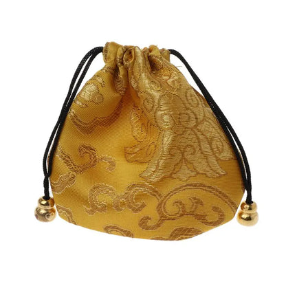Silk Brocade Jewelry Drawstring Gift Bags Coin Purse Embroidered Candy Chocolate Bag for Wedding Party - AMULET RING STORE