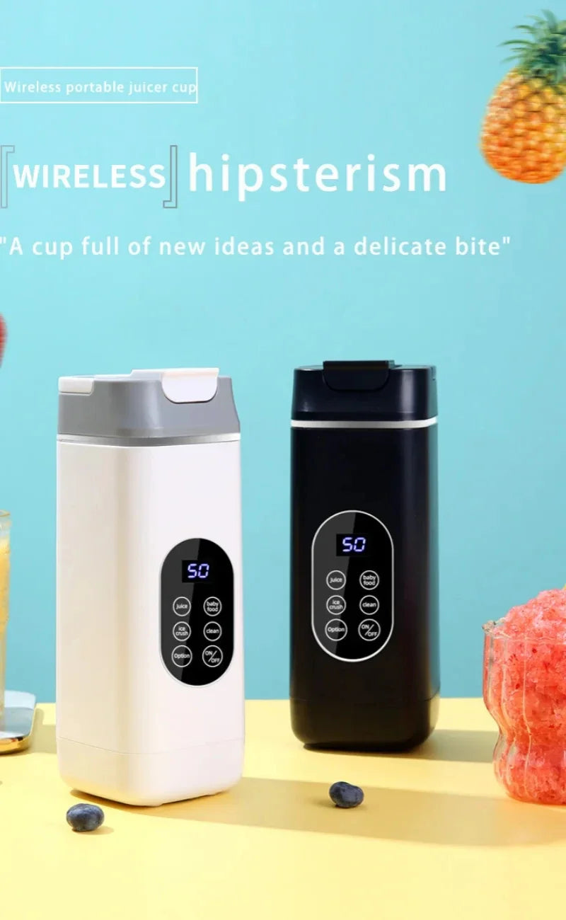 Electric Blender Rechargeable Portable Juicer USB Charging Hand Blender Electric Fruit Juicer 12 Blades Crushed Ice Juicer Cup - AMULET RING STORE