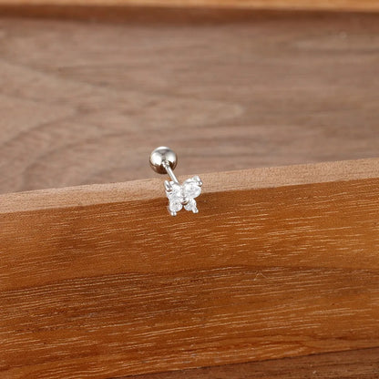1PC Stainless Steel Birthstone Little Ear Stud Earrings 12 Zodiac Signs Crystal Zirconia Butterfly Earring Party Wedding Jewelry