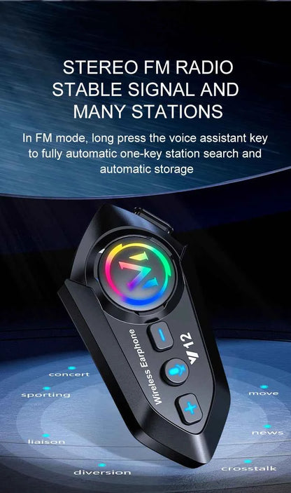 Bluetooth 5.4 Helmet Headset Wireless Hands-free Call Phone Kit Motorcycle Waterproof Earphone MP3 Music Player Speaker for Moto