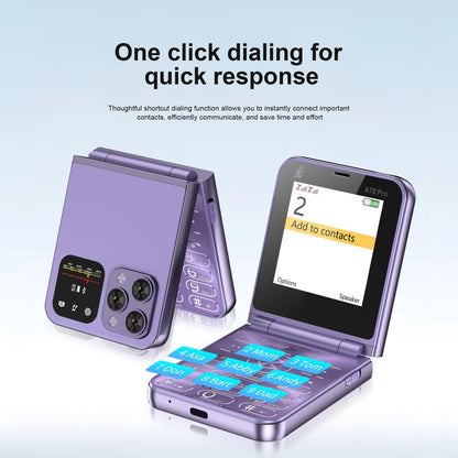 SERVO A70 Pro 3G Network Foldable Phone Speed Dial Call Recording FM Radio Flashlight Key 2.6" Screen Flip Phones 2 SIM Standby