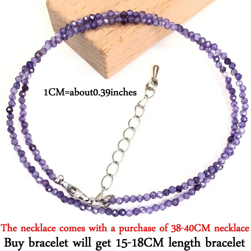 2-3mm Natural Stone Beaded Necklace Handmade Mini Tourmaline lapis crystal Energy Healing Female Bracelet for Women Jewelry Gift - AMULET RING STORE