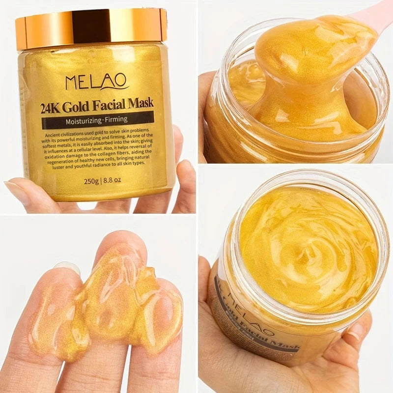 MELAO 24K Gold Face Mask Beauty Facemask Skin Remove France Golden Collagen Facial Moisturizing Masks - AMULET RING STORE