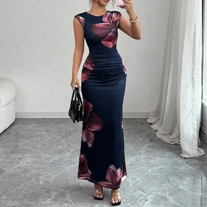 Sexy Bodycon Maxi Dresses For Women 2025 Summer Fashion Sleeveless O-neck Slim Long Party Dress Elegant Vestidos