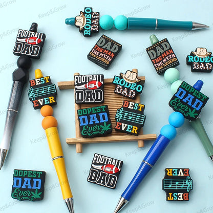 5/20/50Pcs Best Legends Dad Themed Silicone Beads for Jewelry Making Father's Day Focal Beads DIY KeysChain Accessory Decoration - AMULET RING STORE