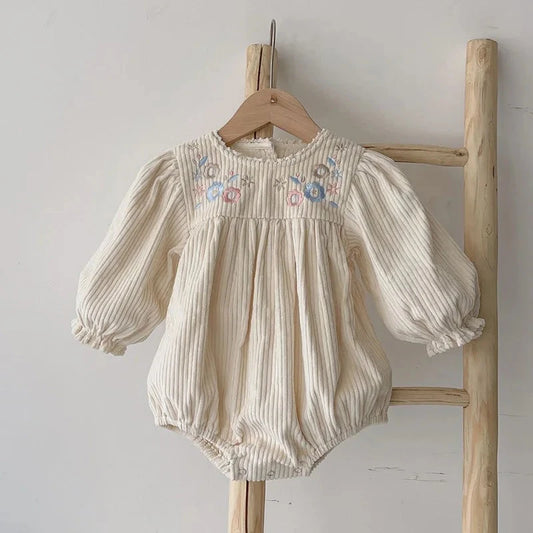 Autumn Toddler Baby Girl Romper Corduroy Long Sleeve Embroidered Flowers Newborn Baby Girl Jumpsuit Spring Baby Girl Clothing - AMULET RING STORE