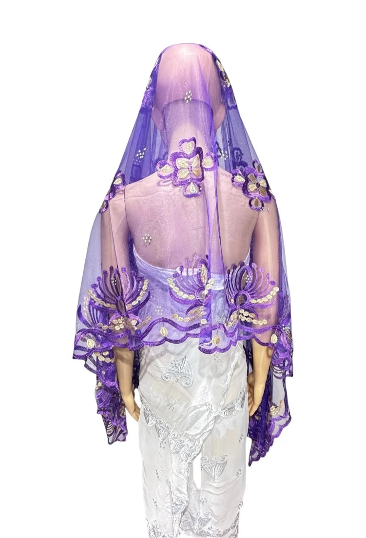 on sale 2025 New African Net Hijab Scarf For Muslim Women African Dubai Islam Headscarf Embroidery Shawls voile - AMULET RING STORE