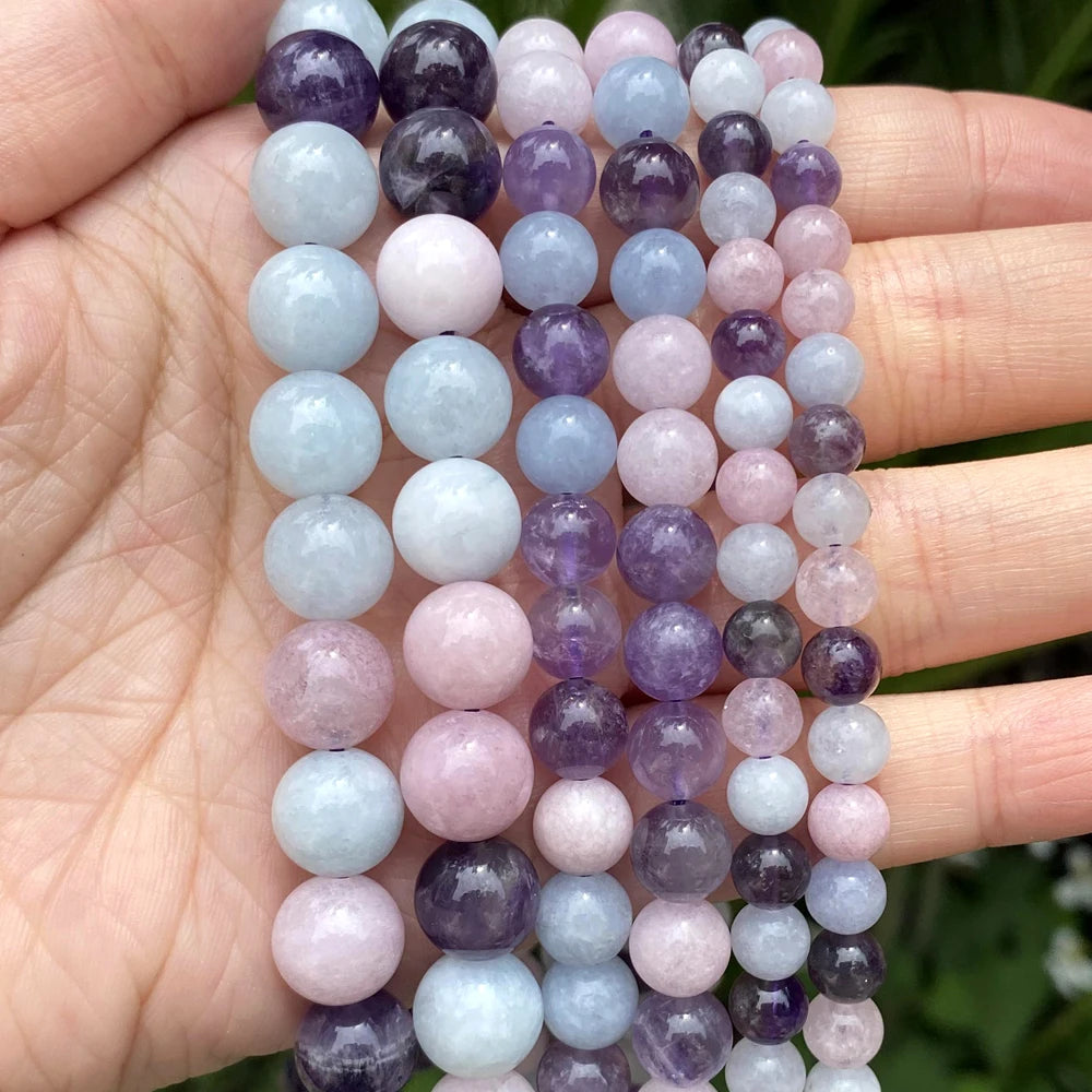 45 Styles Natural Stone Beads Amethyst Purple Jades Agate Crystal Glass Beads Jewelry Making Findings DIY Bracelet Accessories - AMULET RING STORE