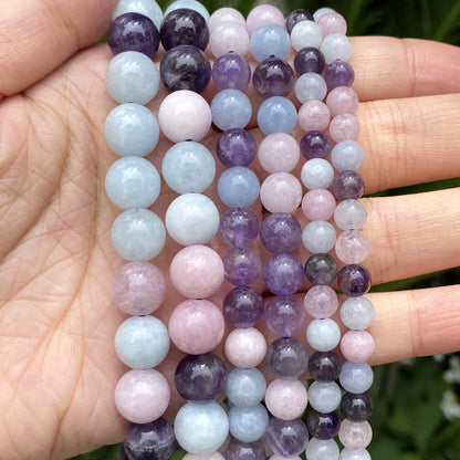 45 Styles Natural Stone Beads Amethyst Purple Jades Agate Crystal Glass Beads Jewelry Making Findings DIY Bracelet Accessories - AMULET RING STORE