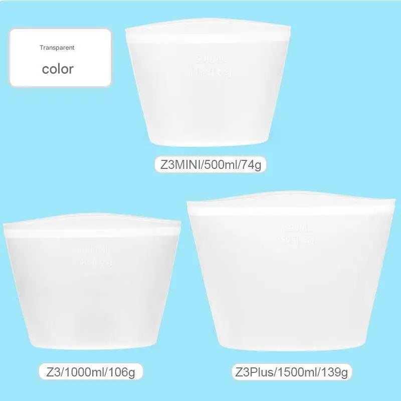 1/3/4Pcs/Pack Silicone Storage Bag,Reusable Food Grade Fresh-keeping Zipper Bags,BPA Free,Leakproof,Microwave&Dishwasher Safe - AMULET RING STORE