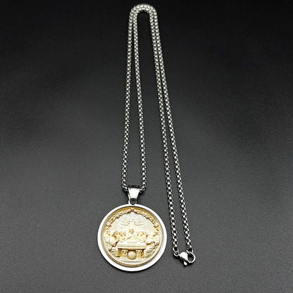 Thirteen Apostles Of Judaism Glass Pendant Necklace For Women Men Stainless Steel Gold Color Chain The Last Supper Jewelry Gift