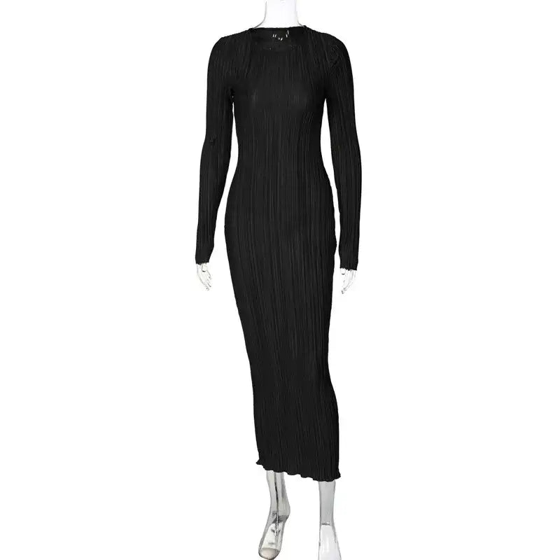 Dulzura Black Long Sleeve Dress - Winter Fashion - AMULET RING STORE