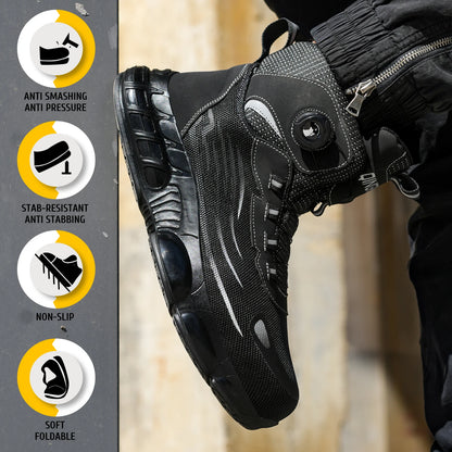 Men's high top lace-free comfortable soft sole anti-smash and puncture resistant work shoes - AMULET RING STORE