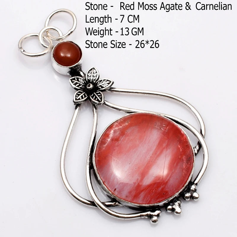 Genuine  Agate Labradorite Jasper Turquoise Rose Quartz Pendant