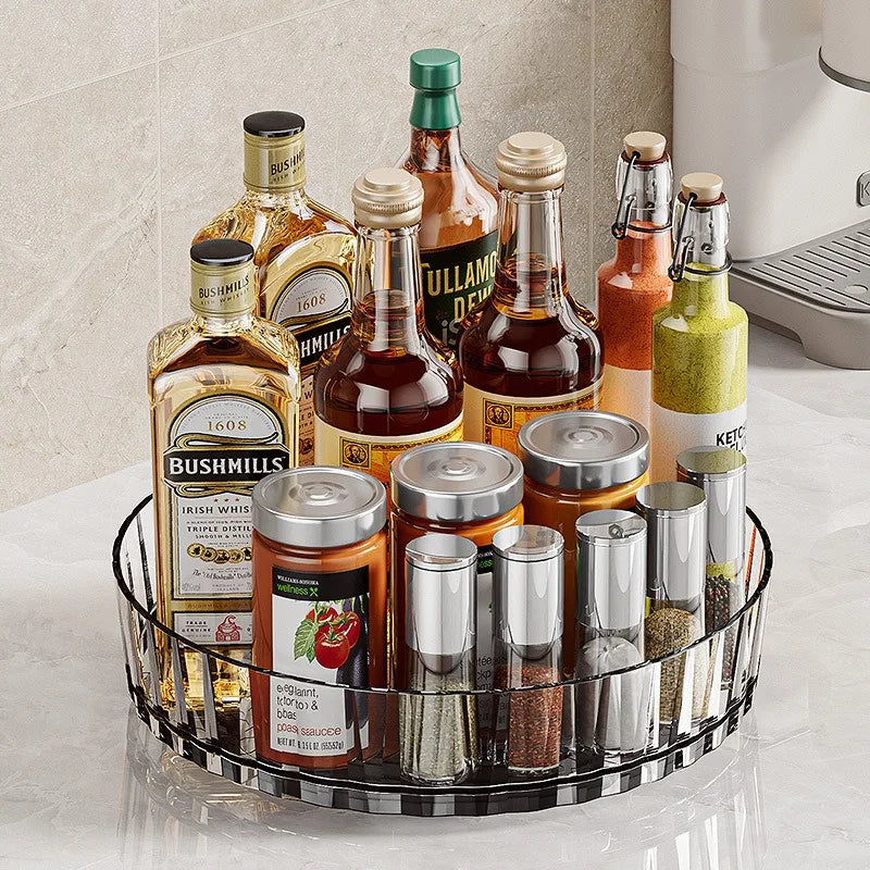360° Rotating Plastic Storage Rack Bathroom Storage Organizer Kitchen Snack Food Oil Seasoning Bottle Storage Rack Fruit Tray - AMULET RING STORE