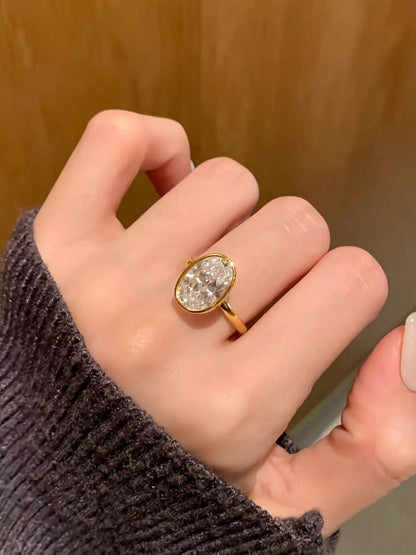 925 Sterling Silver Zircon Fashionable Delicate Simple Oval Ring for Women Engagement Wedding Luxury High Quality Fine Jewelry