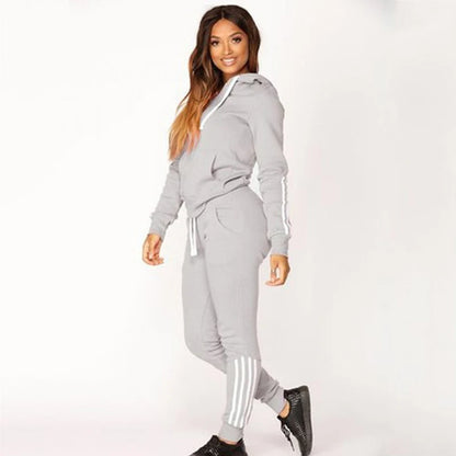 2023 Women's Sports Set Three Stripe Sweater Two Piece Jogging Set Casual Zip Hoodie+Sports Pants Sports Shirt Jogging Set