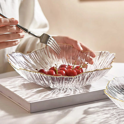 Fruit Basket Plate,Snack Cake Dish Tableware,Round Decorative Glass Fruit Plate Bowl,Food Storage Basket for Dining Room,Home - AMULET RING STORE