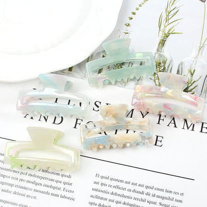 Mini Women's Hair Clips Colorful Geometric Hollow Crab Claw Clip Acetate Leopard Print Fashion Girls Hairpin Hair Accessories - AMULET RING STORE