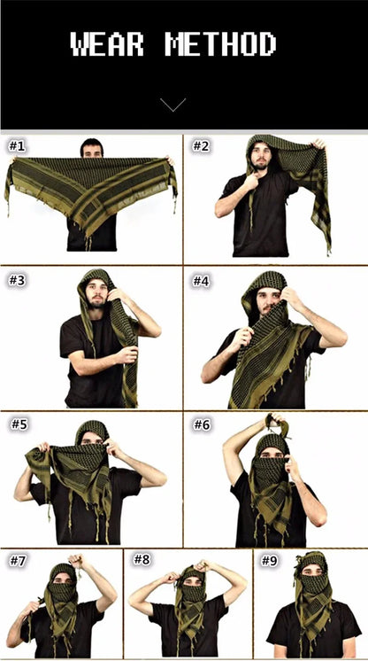 Keffiyeh Tactical Desert Scarf Wrap Shemagh Head Neck Arab Scarf Keffiyeh Scarf Wrap for Men And Women - AMULET RING STORE