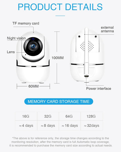 IP Camera Wifi YCC365 Plus Smart Home 1620P HD Surveillance Camera Auto Tracking Night Vision Wireless Indoor Security Camera - AMULET RING STORE
