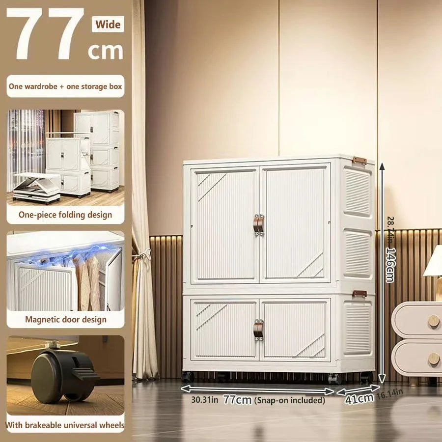 Multi-specification Multifunction White Folding Storage Cabinet Large Capacity Dustproof Wardrobe Storage Box - AMULET RING STORE