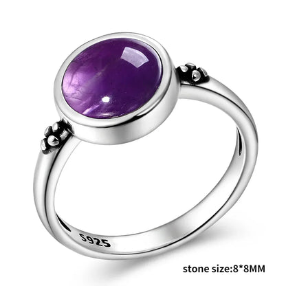 Luxury Vintage Ring Natural Amethyst Rings S925 Silver Jewelry Wedding Anniversary Party Ring Gifts for Women