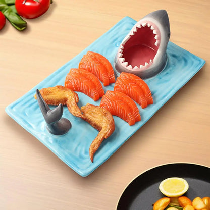 Unique Shark Shape Plate Funny Decorative Ceramic Sushi Plates For Dessert,Cheese Snacks,fruits,vegetable Home Decor Access J6A1 - AMULET RING STORE
