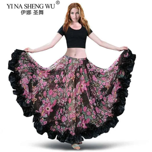 Spanish Belly Dance Skirt Dress New 360 Degree Big Swing Dance Skirt Opening Dance Oriental Dance Skirt Gypsie Tribal Long Skirt