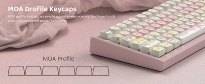 134 Keys Pink Cat  MOA Profile PBT Keycaps Customs Dye Sub Key caps for 61/87/104 Cherry MX Switch Gaming Mechanical Keyboard