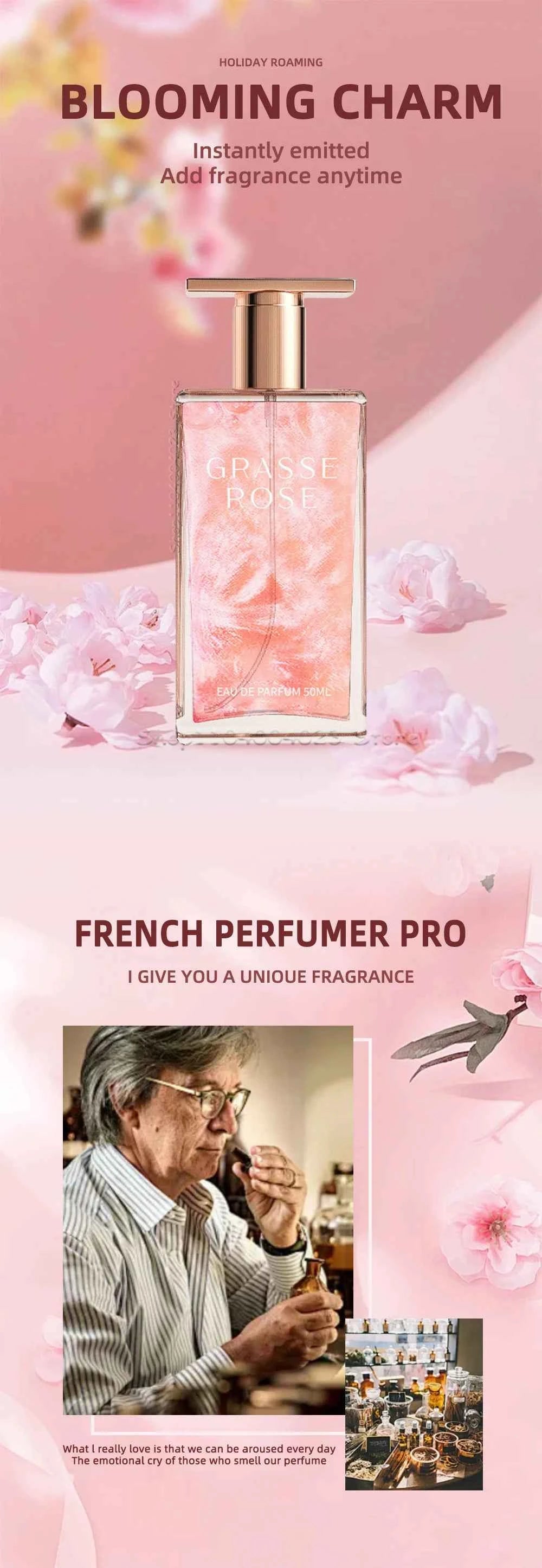 50ML GRASSE ROSE Eau de Parfum Spray Oriental Perfume For Women Long Lasting Fragrance Suitable For Daily Use Couple Gifts