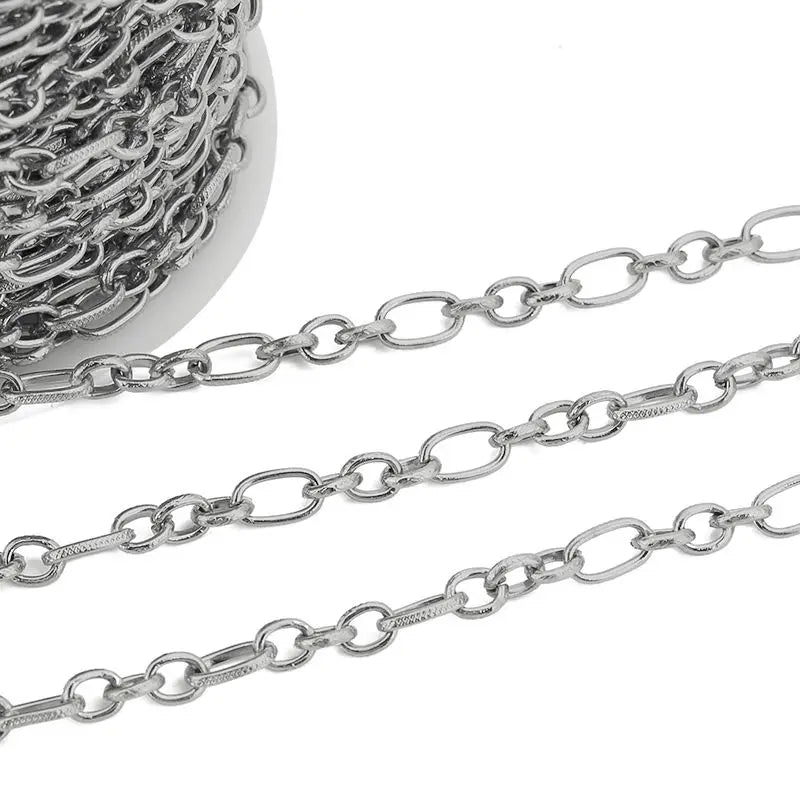 1M Heavy Chunky Hip Hop Chain Stainless Steel Frosted Oval Link Chains for DIY Men Jewelry Making Punk Necklace Bracelet Chain - AMULET RING STORE