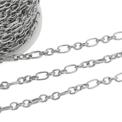 1M Heavy Chunky Hip Hop Chain Stainless Steel Frosted Oval Link Chains for DIY Men Jewelry Making Punk Necklace Bracelet Chain - AMULET RING STORE