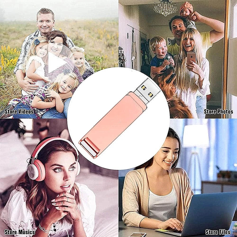 360° Rotate 2TB USB 3.0 Flash Drive 3 In 1 128GB 256GB 512G 1TB Memory Stick To For iPhone Photo Stick External Storage - AMULET RING STORE