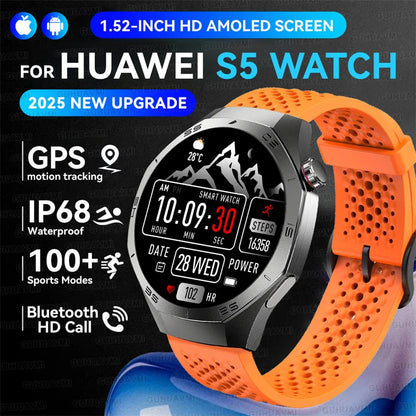 2025New GUHUAVMI GT5 Pro Smart Watch Men HD AMOLED Screen GPS Motion trajectory HeartRate Bluetooth Call 1.52" SmartWatch IP68