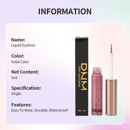 Glitter Eyeliner Vibrant Waterproof Long-Lasting for Flawless Eye Makeup Diamond Shiny Silver Rose Gold Eyeliner Beauty Cosmetic - AMULET RING STORE