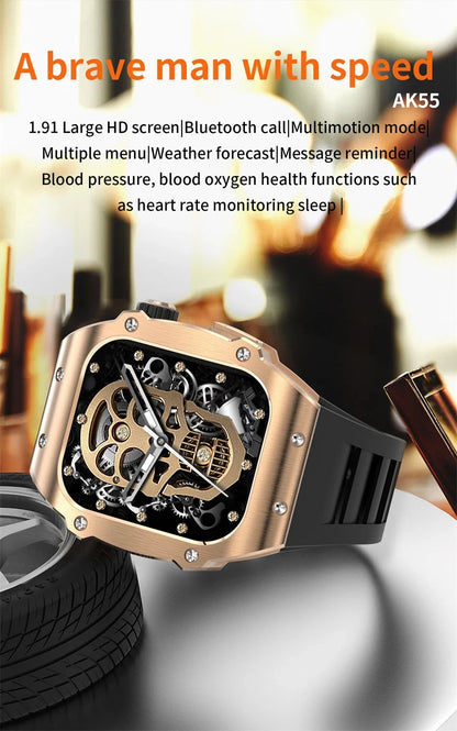 2024 Outdoor Sports Smart Watch Men 1.91 inch Screen Bluetooth Calling Waterproof Travel AI Voice Men Smartwatch For IOS Android