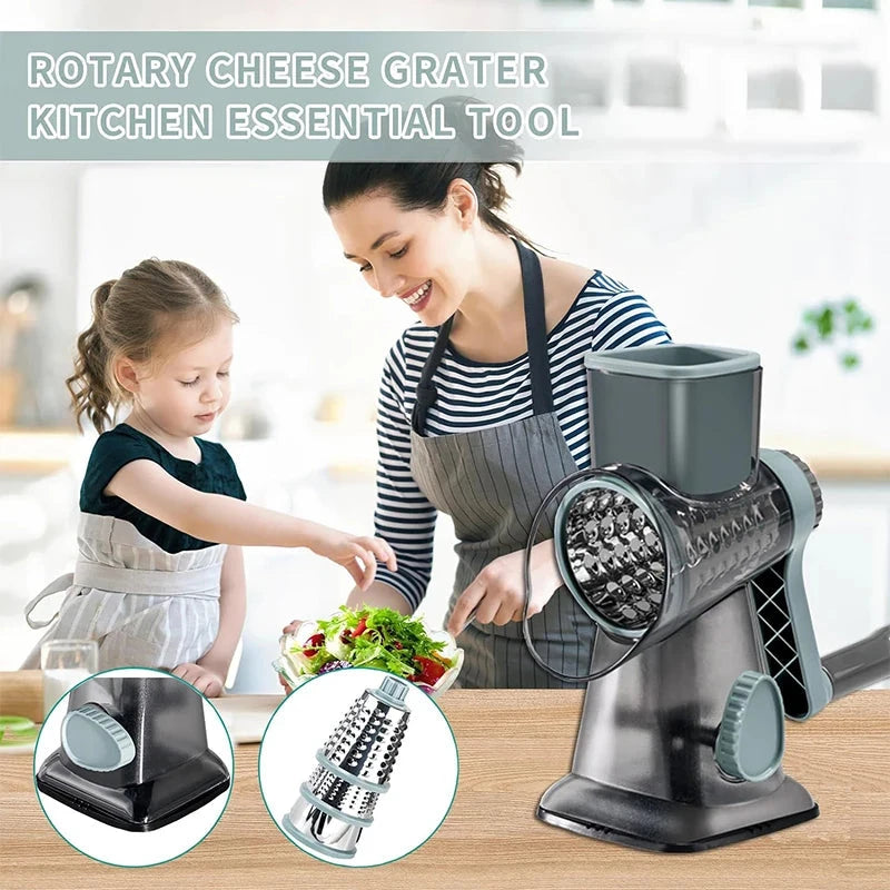 LMETJMA 3 in 1 Rotary Cheese Grater Versatile Manual Vegetable Slicer Peanut Nuts Grinder Cheese Vegetable Shredder Clear JT242 - AMULET RING STORE